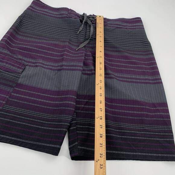 Joe Boxer Striped Board Shorts Size 36 Mens Dark Gray Purple Large Swim Trunks L - Picture 7 of 8